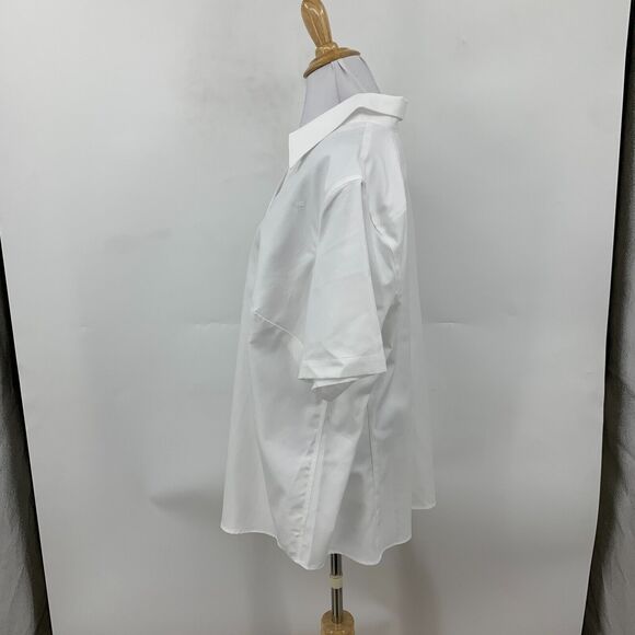 American Airlines Lands End Button Shirt Plus 18W White Herringbone Short Sleeve - Picture 4 of 12
